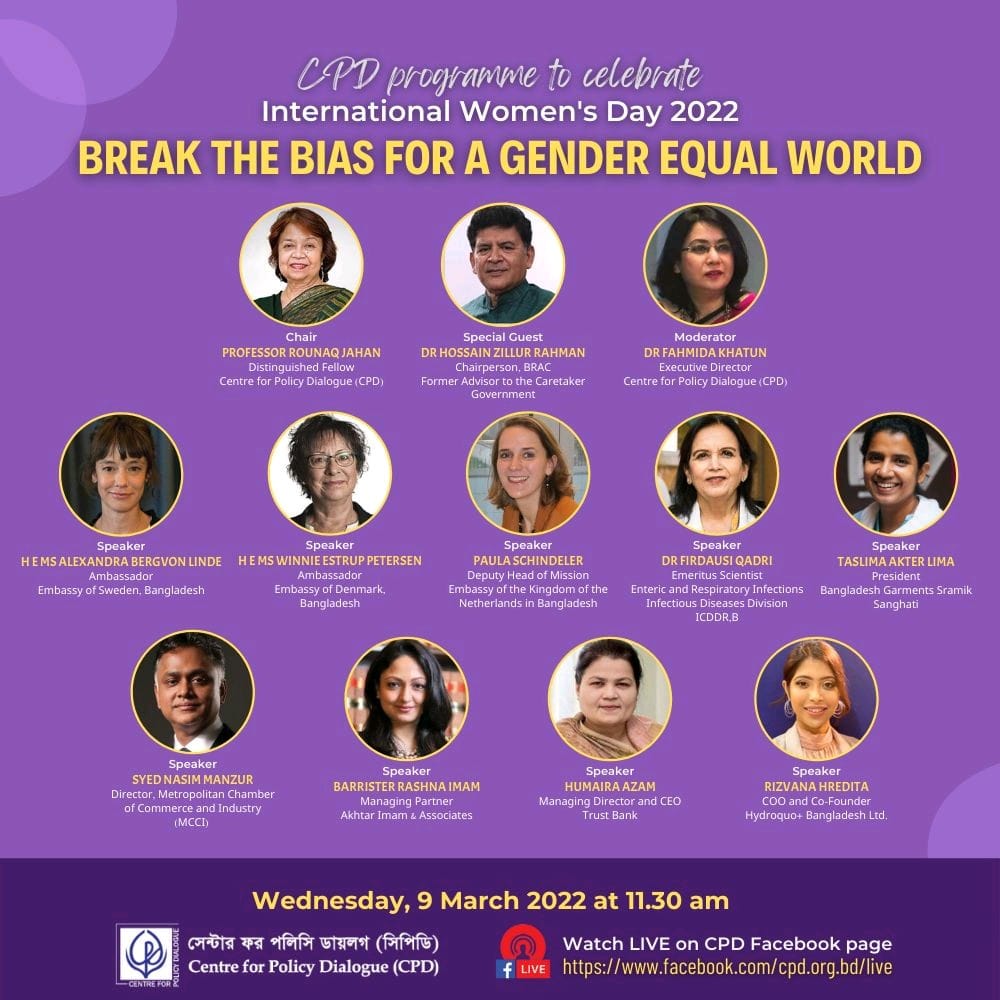 Dialogue Organized by Centre for Policy Dialogue (CPD)_ Break the Bias for a Gender Equal World